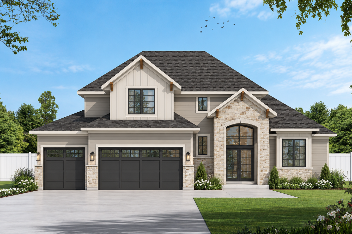 Grand H4L II by Dusty Rhodes Homes front elevation rendering photo