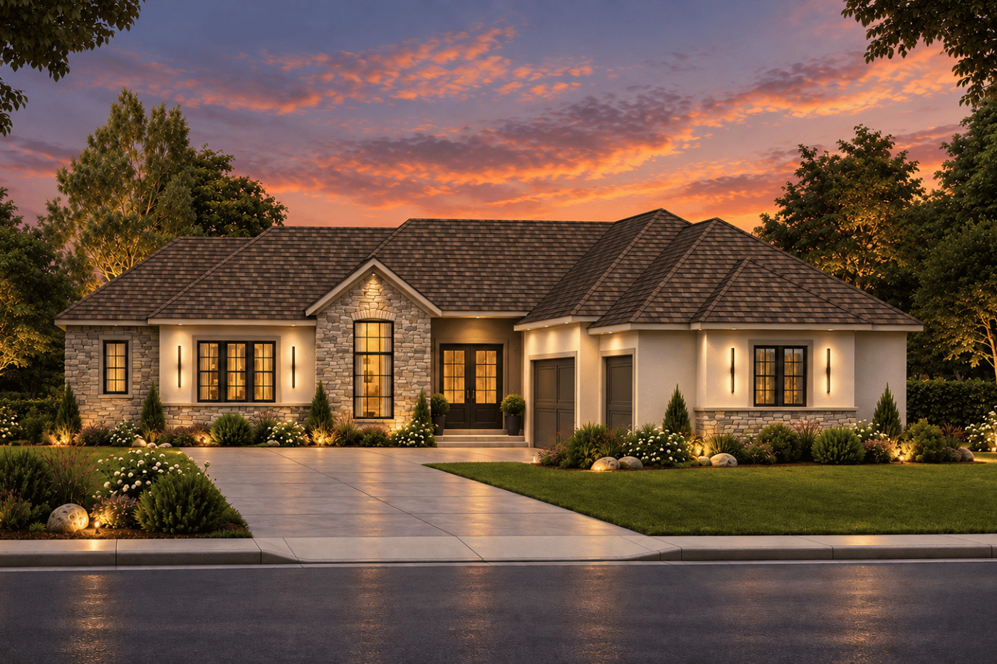 Monaco by Dusty Rhodes Homes front elevation rendering photo