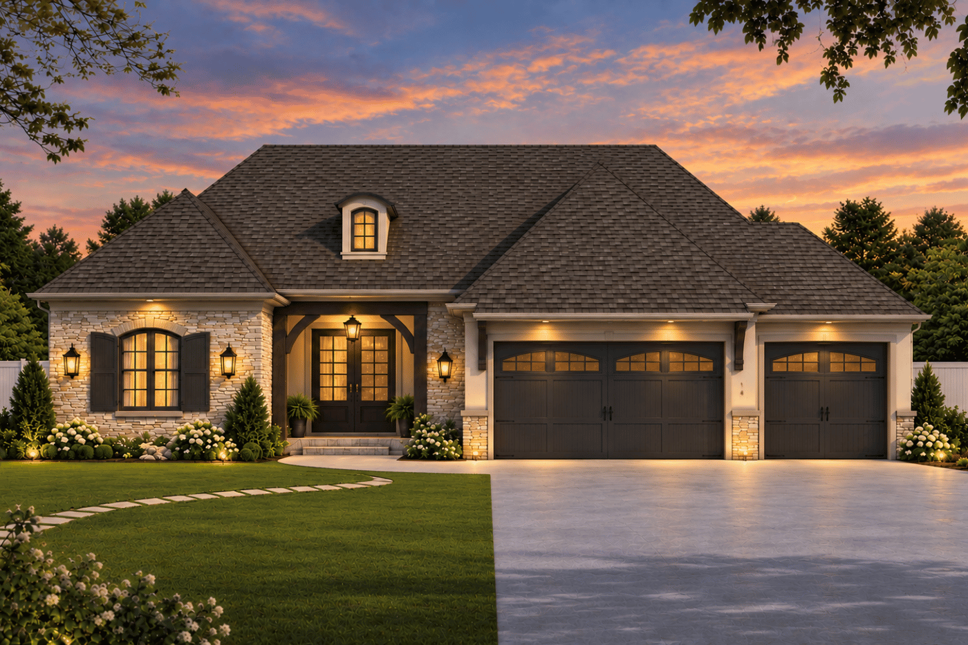 Riviera by Dusty Rhodes Homes front elevation rendering photo